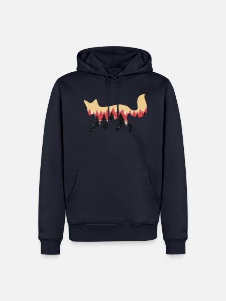 Fuchs Füchse Wald Waldtiere Silhouette Wälder Tier - Männer Premium Bio Hoodie - Navy
