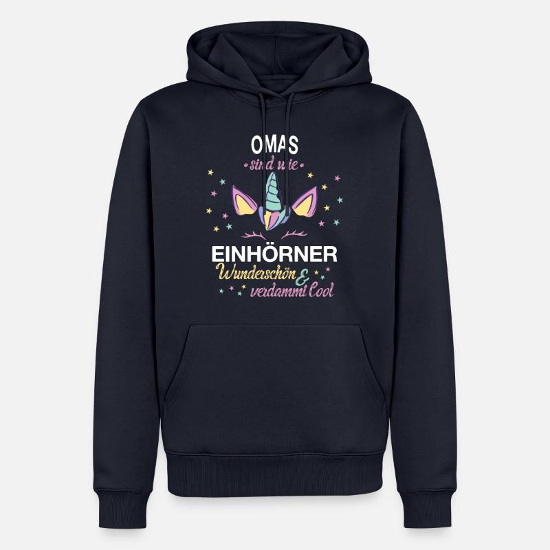 Oma Omas Großmutter Spruch Einhorn - Männer Premium Bio Hoodie - Navy
