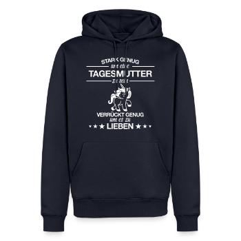 Tagesmutter Tagesmütter Beruf Einhorn Spruch - Männer Premium Bio Hoodie - Navy - Vorne - Nico (187cm)