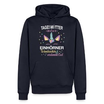 Tagesmutter Tagesmütter Beruf Einhorn Spruch - Männer Premium Bio Hoodie - Navy - Vorne - Nico (187cm)
