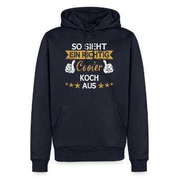 Koch Chefkoch kochen Küche Beruf Spruch - Männer Premium Bio Hoodie - Navy - Vorne - Nico (187cm)