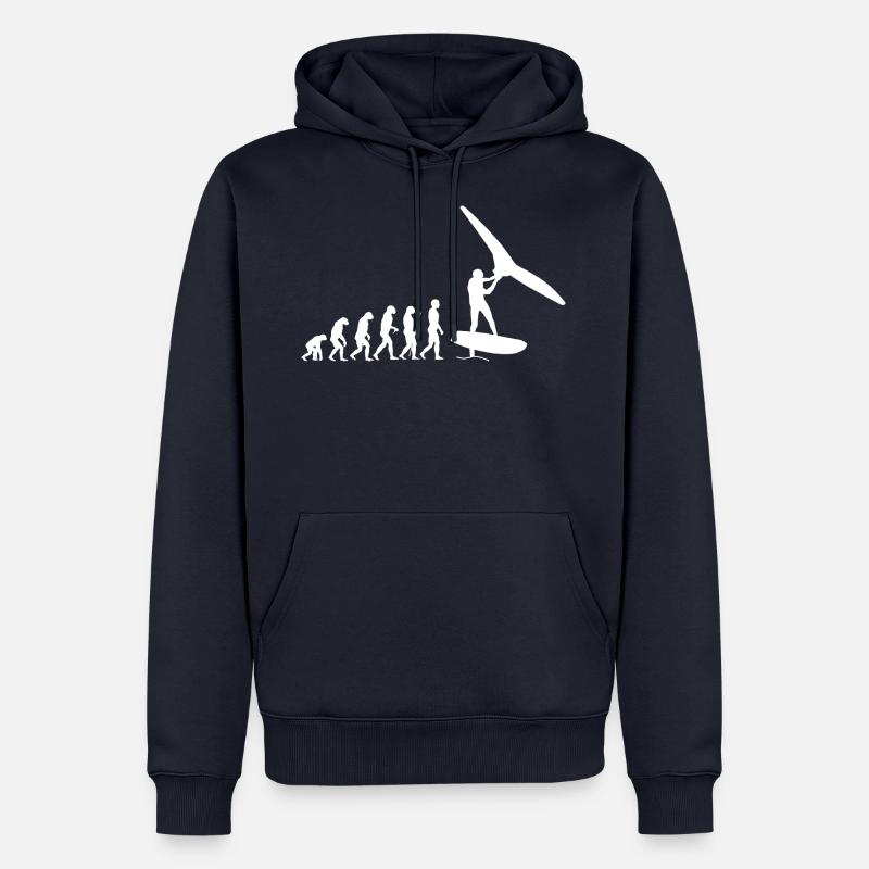 Evolution du Wingfoil - Sweat à capuche Premium bio Homme - bleu marine