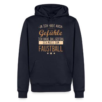 Faustball Fistball Sport Faustballer Spruch - Männer Premium Bio Hoodie - Navy - Vorne - Nico (187cm)
