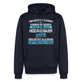 Heizungsbauer Heizungsbau Bauarbeiter Beruf Spruch - Männer Premium Bio Hoodie - Navy - Vorne - Nico (187cm)