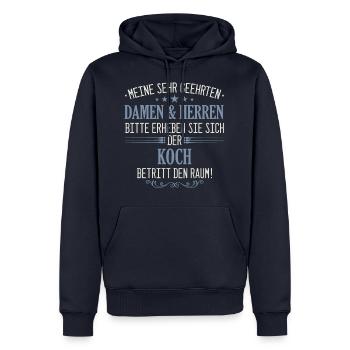 Koch Köche Chefkoch kochen Küche Beruf Spruch - Männer Premium Bio Hoodie - Navy - Vorne - Nico (187cm)