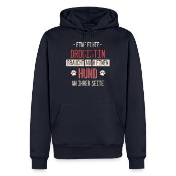 Drogistin Drogerie Kosmetik Beruf Spruch - Männer Premium Bio Hoodie - Navy - Vorne - Nico (187cm)
