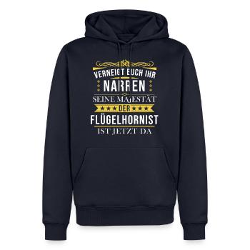 Flügelhornist Flügelhorn Horn Instrument Spruch - Männer Premium Bio Hoodie - Navy - Vorne - Nico (187cm)