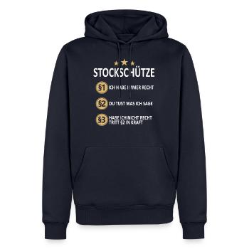 Stockschießen Eisstockschießen Eisstock Spruch - Männer Premium Bio Hoodie - Navy - Vorne - Nico (187cm)