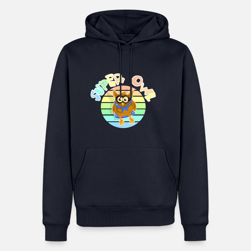 Super Eule Superheld Cartoon Vogel - Männer Premium Bio Hoodie - Navy