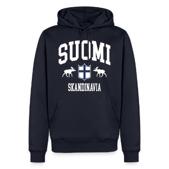 Finnland - Männer Premium Bio Hoodie - Navy - Vorne - Nico (187cm)