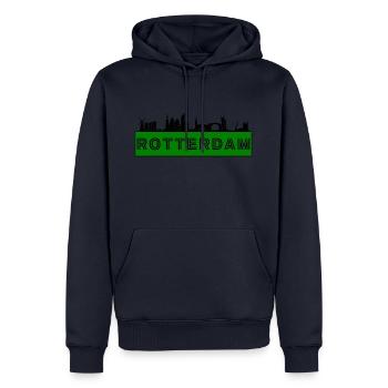 Ville de Rotterdam - Pays-Bas Hollande - Sweat à capuche Premium bio Homme - bleu marine - Devant - Nico (187cm)