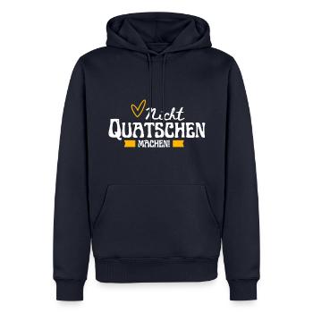 Nicht Quatschen, Machen! Spruch, Motivation, Fun - Männer Premium Bio Hoodie - Navy - Vorne - Nico (187cm)