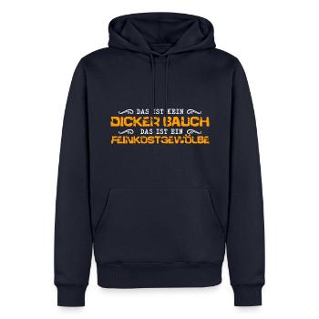 Dicker Bauch, Feinkostgewölbe, Feinschmecker, Fun - Männer Premium Bio Hoodie - Navy - Vorne - Nico (187cm)