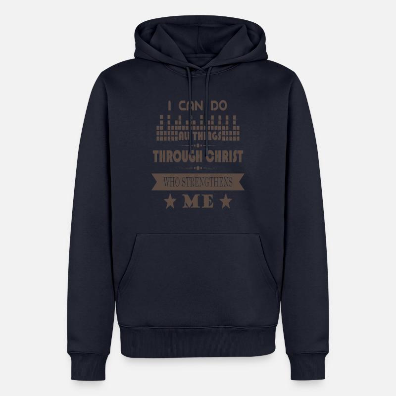 Jésus-Christ m'a Renforce - Jésus me aide - Sweat à capuche Premium bio Homme - bleu marine