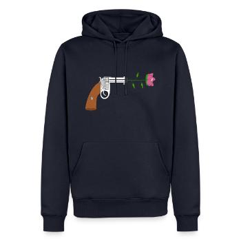 Paix pistol rose no war flower power peace colt - Sweat à capuche Premium bio Homme - bleu marine - Devant - Nico (187cm)