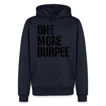 Plus un vecteur Burpee - Sweat à capuche Premium bio Homme - bleu marine - Devant - Nico (187cm)
