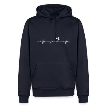 Herzschlag Bassschlüssel - Männer Premium Bio Hoodie - Navy - Vorne - Nico (187cm)