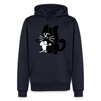 Katze + Maus - Männer Premium Bio Hoodie - Navy - Vorne - Nico (187cm)