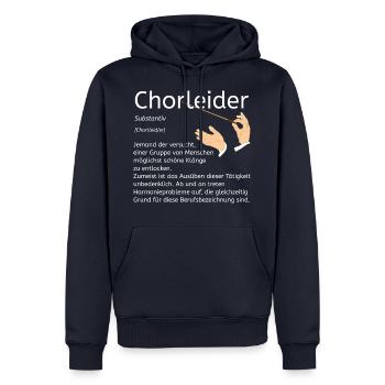 Chorleiter_Wörterbuch - Männer Premium Bio Hoodie - Navy - Vorne - Nico (187cm)
