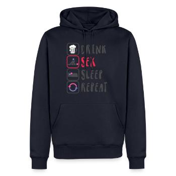 Sex Geschenk Party Spruch lustig Icon Schlaf Bier - Männer Premium Bio Hoodie - Navy - Vorne - Nico (187cm)