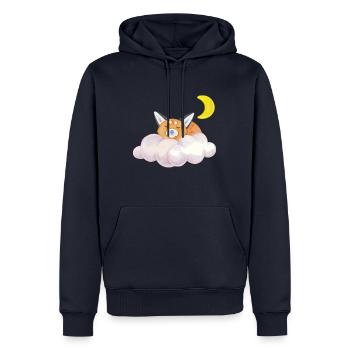 Schlafende Katze Wolke Mond Nacht Geschenk - Männer Premium Bio Hoodie - Navy - Vorne - Nico (187cm)