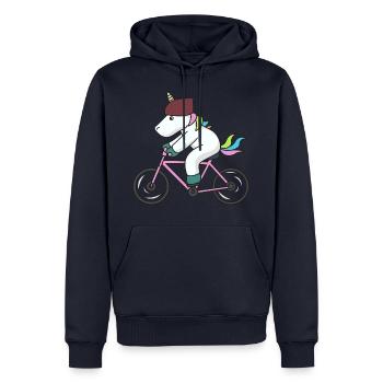 Einhorn Fahrrad Geschenk Radsport Biker fahren. - Männer Premium Bio Hoodie - Navy - Vorne - Nico (187cm)