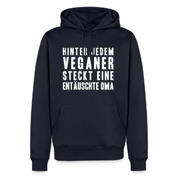 Veganer Oma Omie Essen Geschenkidee - Männer Premium Bio Hoodie - Navy - Vorne - Nico (187cm)