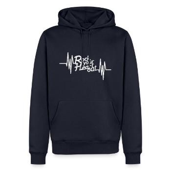 Coeur de rock heavy metal cadeau Hardrock Festival - Sweat à capuche Premium bio Homme - bleu marine - Devant - Nico (187cm)