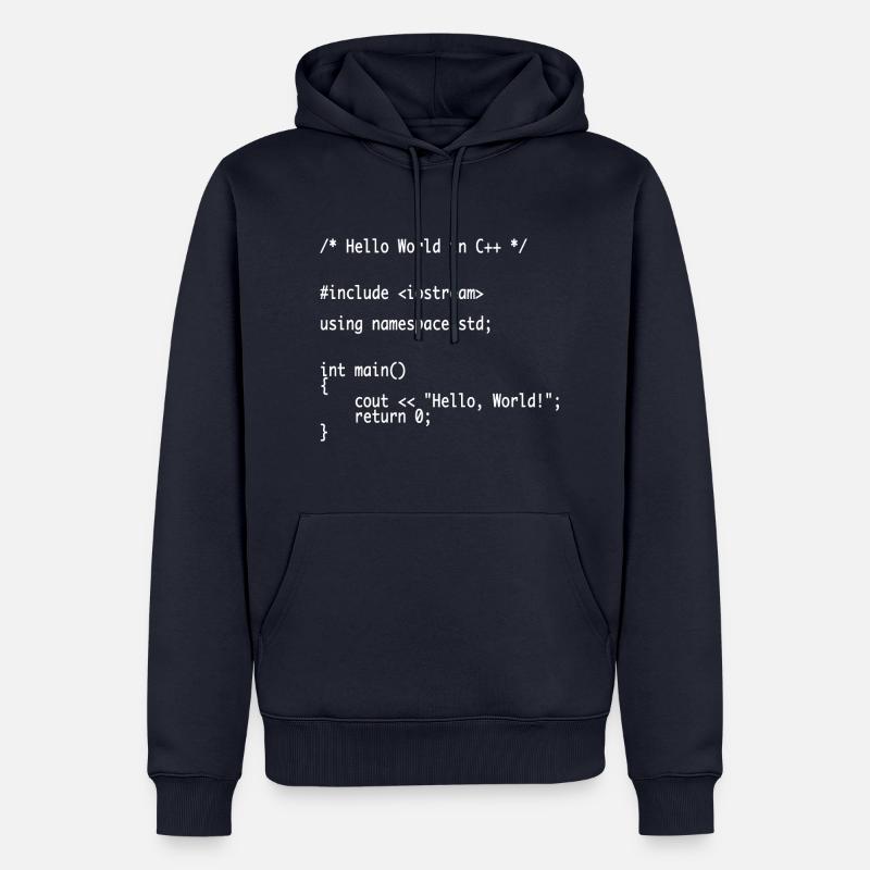 Hello World C++ Programmer Nerd Shirt - Männer Premium Bio Hoodie - Navy