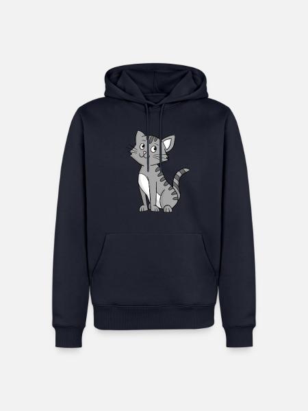 Graue Katze - Männer Premium Bio Hoodie - Navy