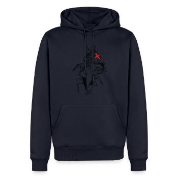 Chevalier - Croisé - Chevalier - Épée - Sweat à capuche Premium bio Homme - bleu marine - Devant - Nico (187cm)