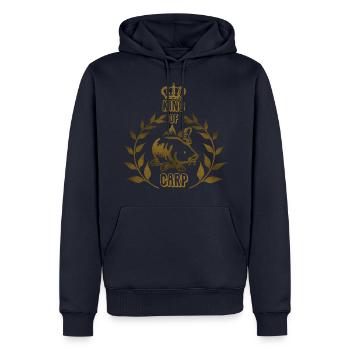 King Of Carp gold - Sweat à capuche Premium bio Homme - bleu marine - Devant - Nico (187cm)