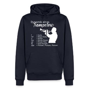 Dynamik eines Trompeters - Trompetenspieler Musik - Männer Premium Bio Hoodie - Navy - Vorne - Nico (187cm)
