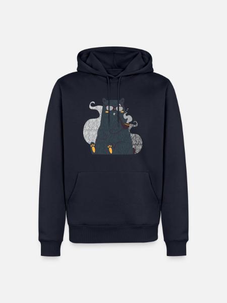 T-Shirt cooler Bär Pfeife - Männer Premium Bio Hoodie - Navy