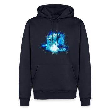 gxp ours polaire ours polaire enjoyer aquarelle splatter - Sweat à capuche Premium bio Homme - bleu marine - Devant - Nico (187cm)