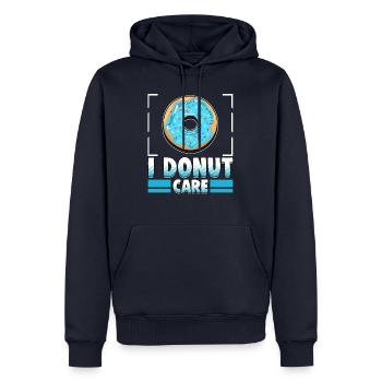 Cool donut shirt 'I donut care'. - Men’s Premium Organic Hoodie - navy - Front - Nico (187cm)