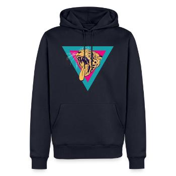 Léopard - Sweat à capuche Premium bio Homme - bleu marine - Devant - Nico (187cm)