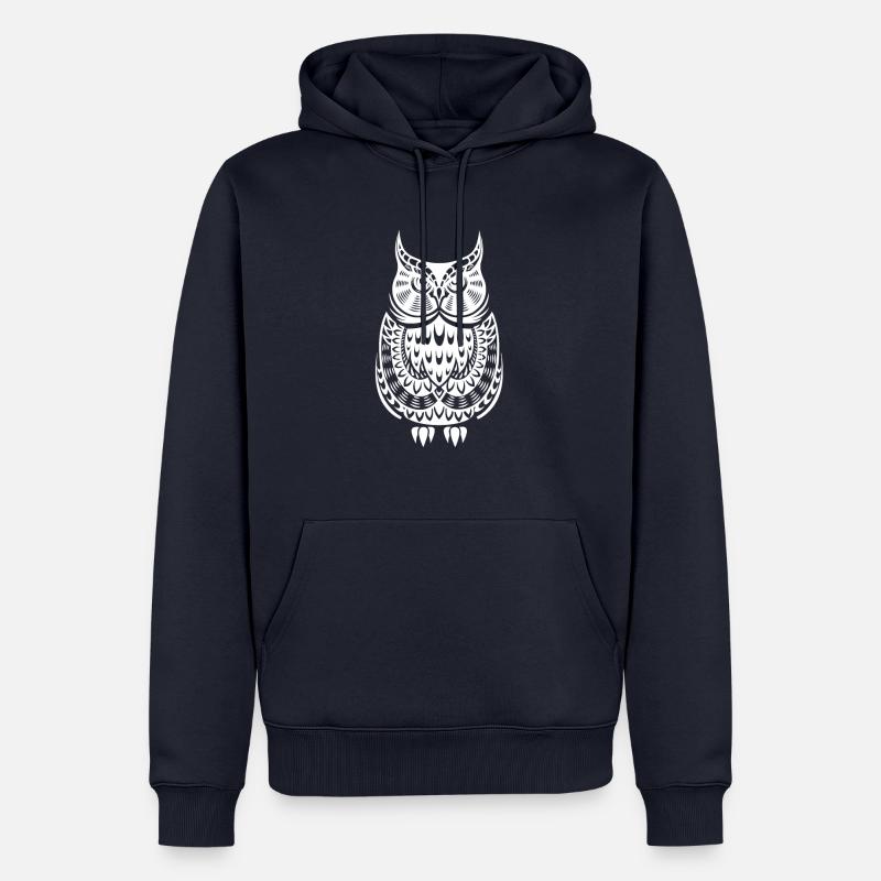 Owl Pattern - Sweat à capuche Premium bio Homme - bleu marine