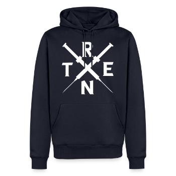 Tren Spritze Bodybuilder anabole Steroide Geschenk - Männer Premium Bio Hoodie - Navy - Vorne - Nico (187cm)