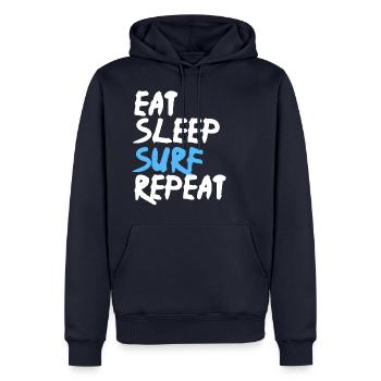 Eat Sleep Surf Repeat - Männer Premium Bio Hoodie - Navy - Vorne - Nico (187cm)