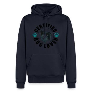 Certified Doglover - Männer Premium Bio Hoodie - Navy - Vorne - Nico (187cm)
