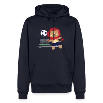 T-Shirt Löwe Fußball - Männer Premium Bio Hoodie - Navy - Vorne - Nico (187cm)