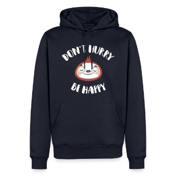 Don't hurry be happy lazy sloth Geschenk - Männer Premium Bio Hoodie - Navy - Vorne - Nico (187cm)