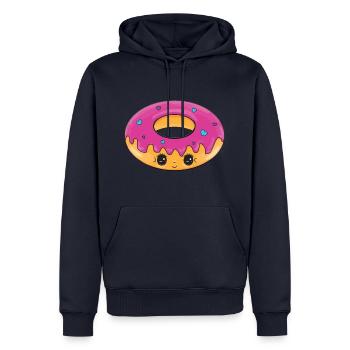 Beignet sucré avec des yeux - Sweat à capuche Premium bio Homme - bleu marine - Devant - Nico (187cm)