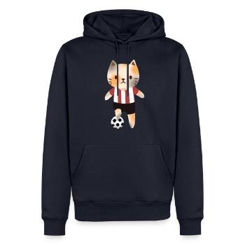 Cat with football - Men’s Premium Organic Hoodie - navy - Front - Nico (187cm)