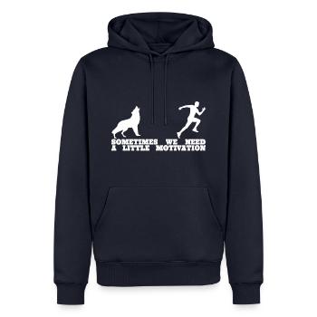 White Wolf Running Men's Running Shirt - Men’s Premium Organic Hoodie - navy - Front - Nico (187cm)