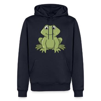 Cadeau grenouille bande dessinée animal vert nature amphibie - Sweat à capuche Premium bio Homme - bleu marine - Devant - Nico (187cm)
