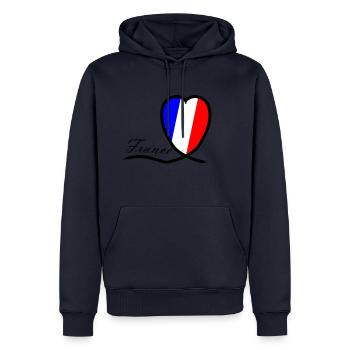 Frankreich Herz Souvenir - Männer Premium Bio Hoodie - Navy - Vorne - Nico (187cm)