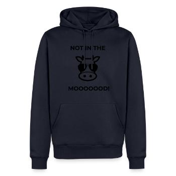 Vache Funny Funny énonciations - Sweat à capuche Premium bio Homme - bleu marine - Devant - Nico (187cm)