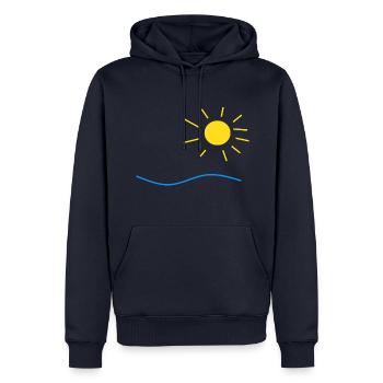 Sonne und Meer - Männer Premium Bio Hoodie - Navy - Vorne - Nico (187cm)